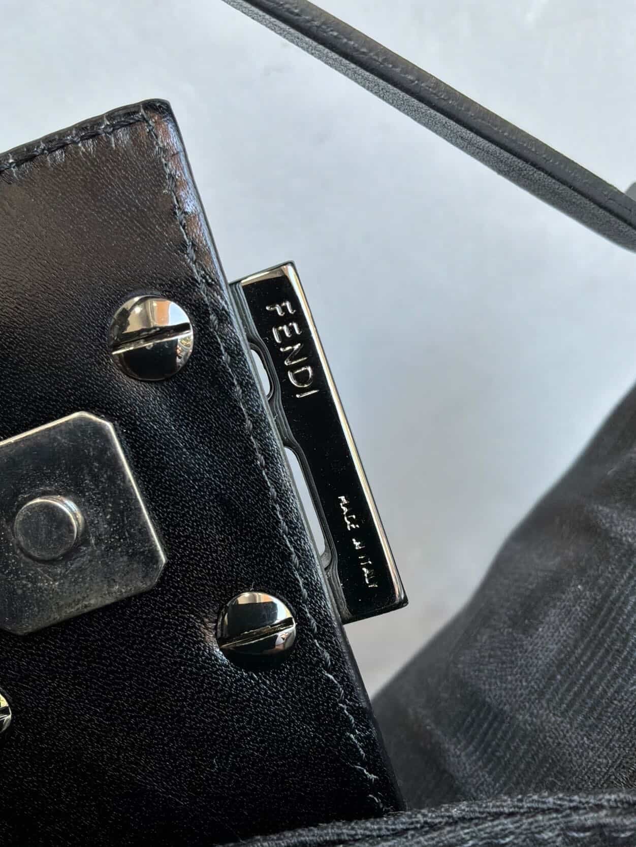 Fendi Black Monogram Baguette Bag