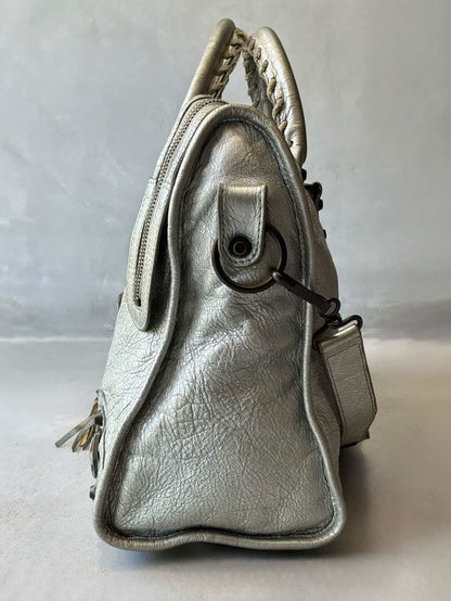 Balenciaga Classic City Metallic Silver Lambskin Bag