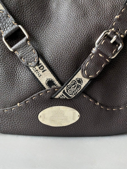 Fendi Selleria Brown Leather Hobo Bag