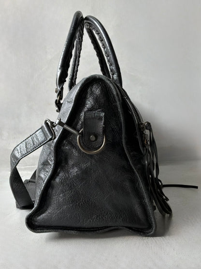 Balenciaga Part Time Black on Brass Lambskin Bag