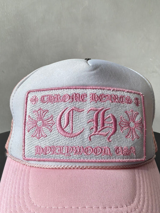2000s Chrome Hearts Hollywood Pink Trucker Hat