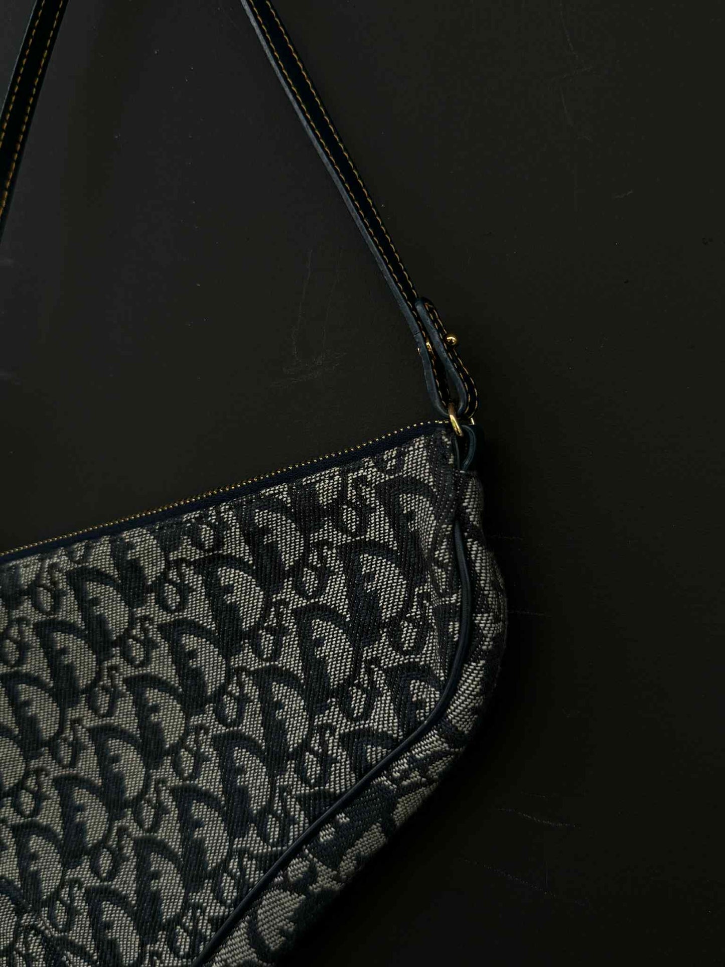 Vintage Dior Oblique Canvas Saddle Bag