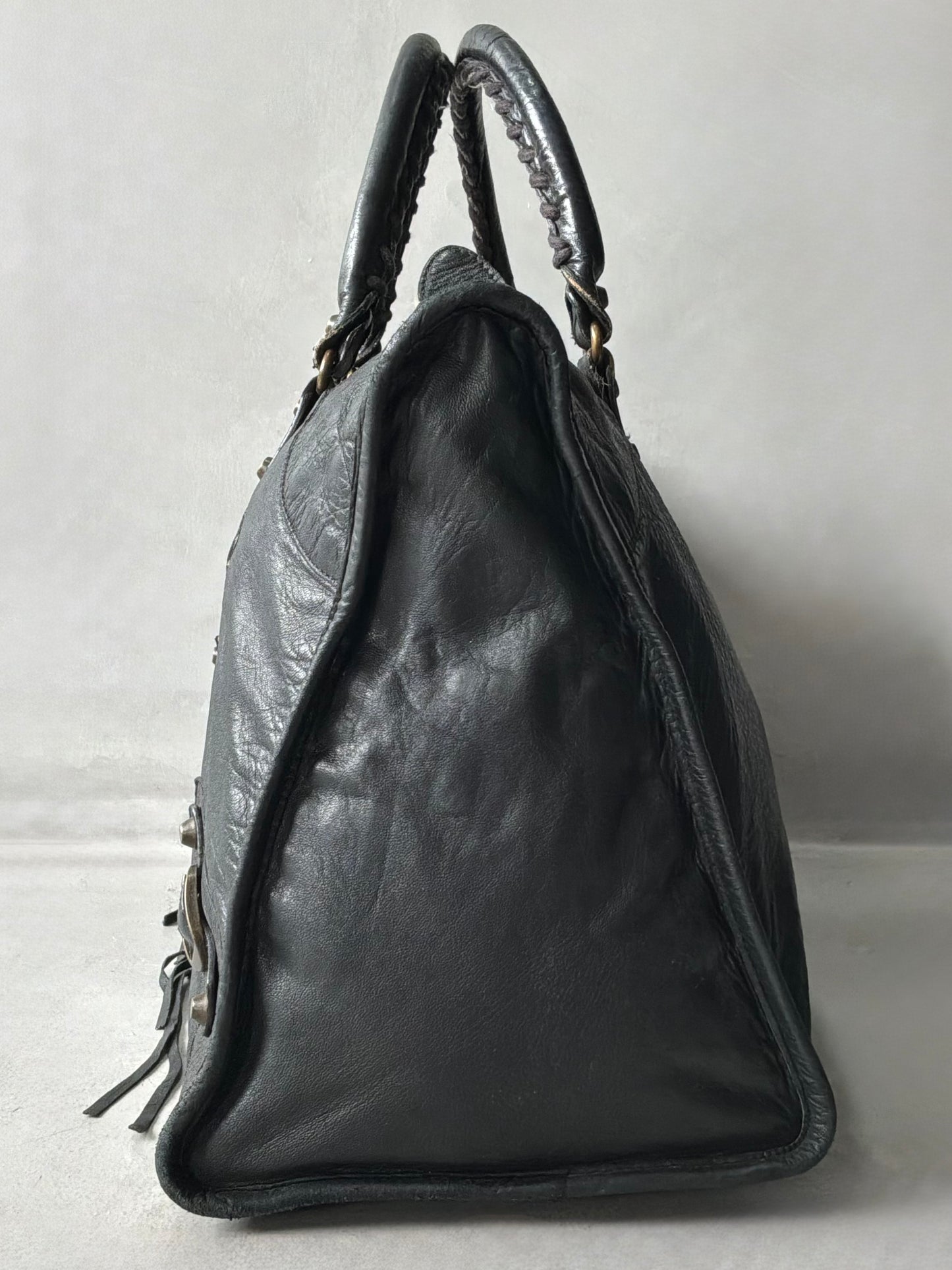 Balenciaga Work Black on Brass Lambskin Bag