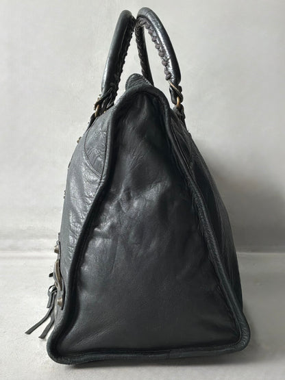 Balenciaga Work Black on Brass Lambskin Bag
