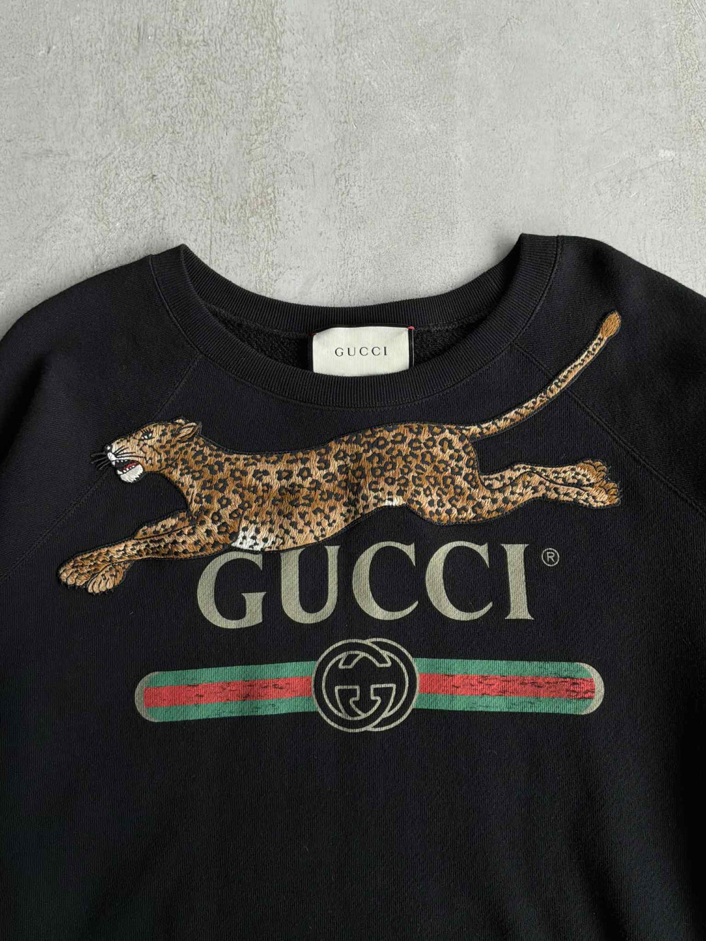 Gucci Leopard Script Crewneck