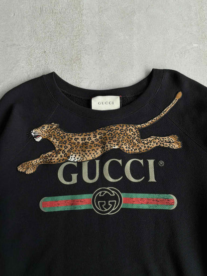 Gucci Leopard Script Crewneck
