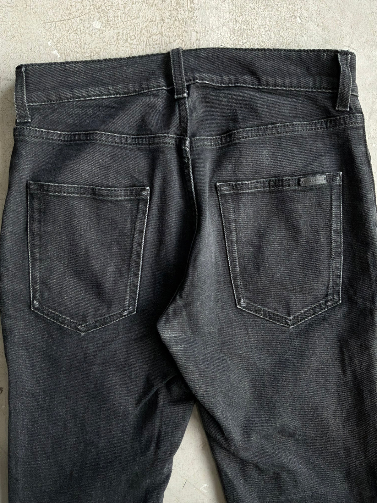Saint Laurent Paris Washed Black Denim Slim Jeans