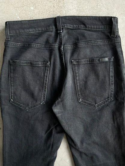 Saint Laurent Paris Washed Black Denim Slim Jeans
