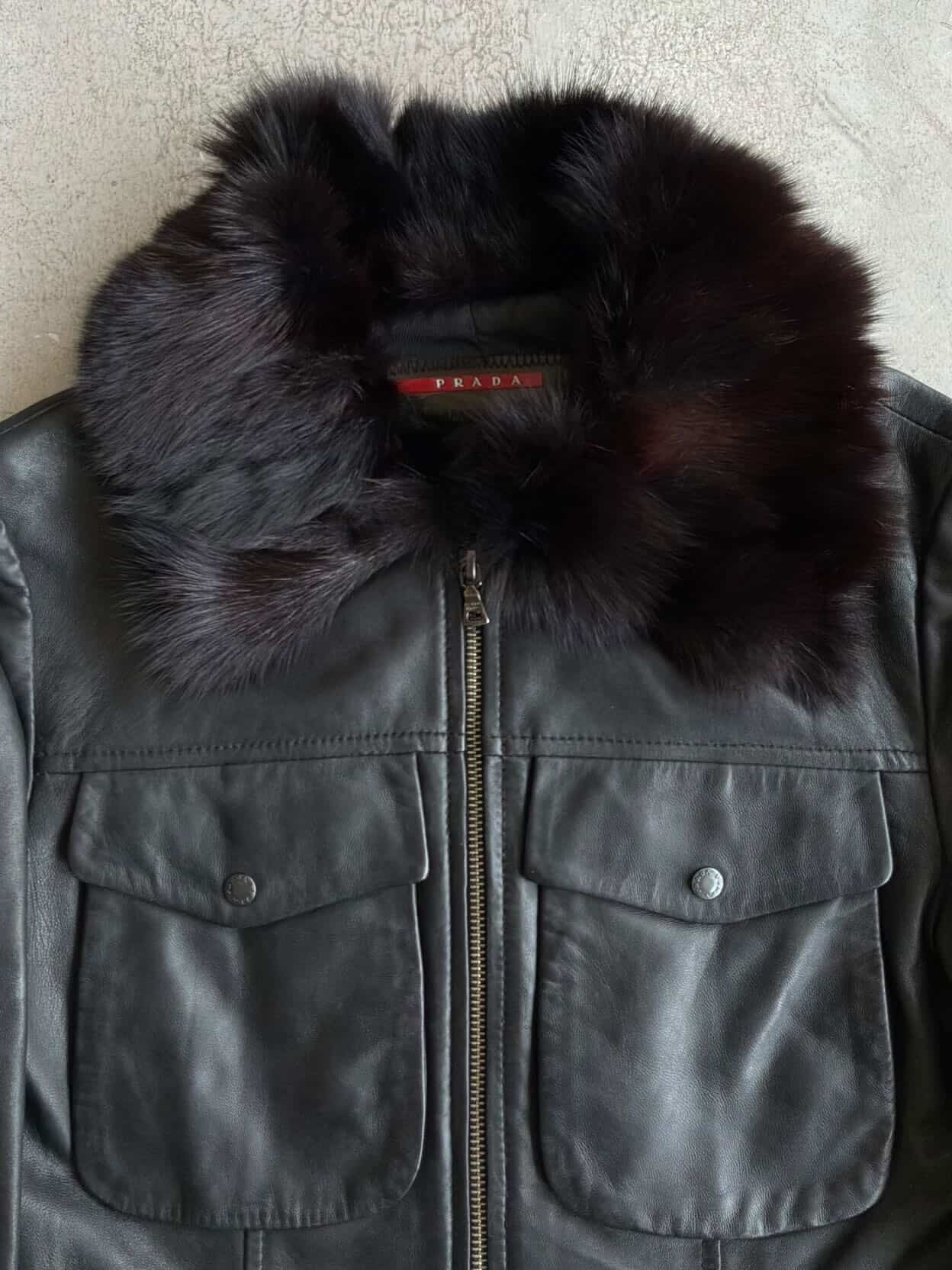 Prada Women’s Fur Trim Leather Jacket