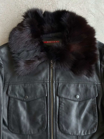 Prada Women’s Fur Trim Leather Jacket