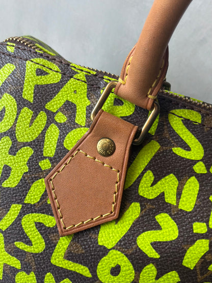Louis Vuitton x Stephen Sprouse Green Graffiti Speedy 30 Bag