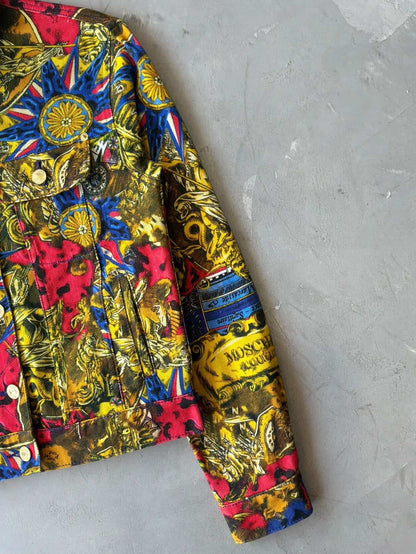 Moschino Womens Couture All Over Print Denim Jacket