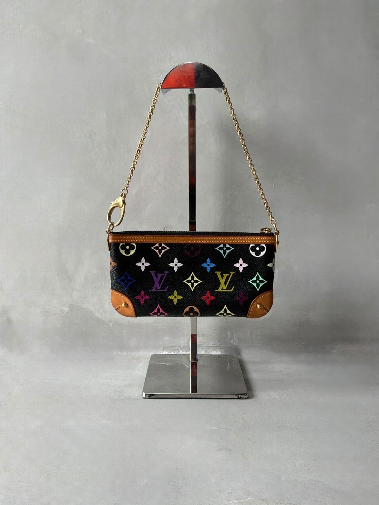 Louis Vuitton X Murakami Black Multicolor Mini Pochette