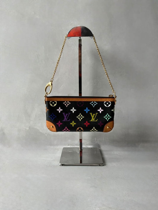 Louis Vuitton X Murakami Black Multicolor Mini Pochette