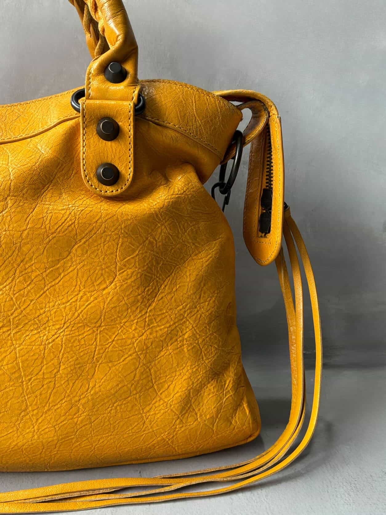 Balenciaga City Town Yellow Crossbody Lambskin Bag