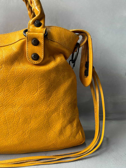 Balenciaga City Town Yellow Crossbody Lambskin Bag