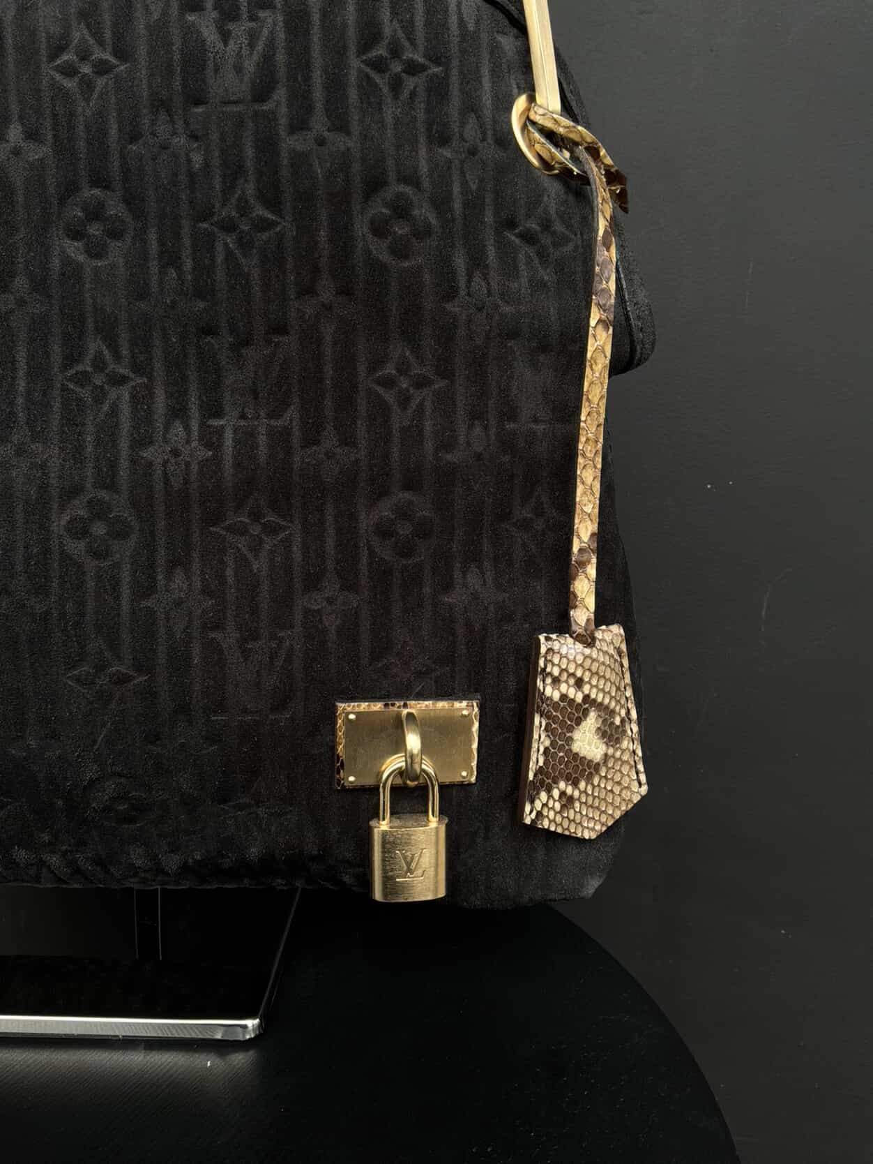 Louis Vuitton Suede Monogram Python Handle Shoulder Bag