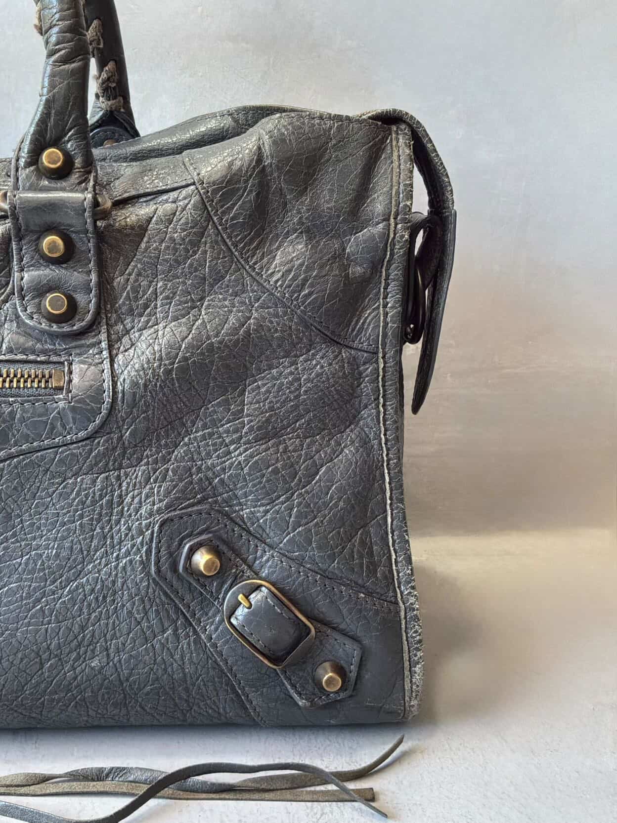 Balenciaga City Part Time Dark Gray Lambskin Bag