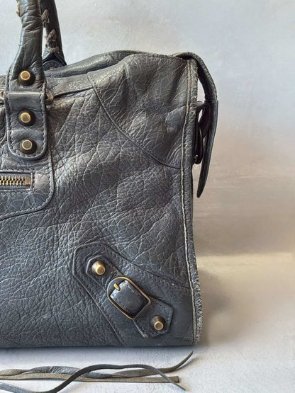 Balenciaga City Part Time Dark Gray Lambskin Bag