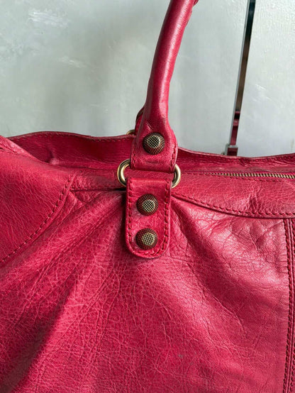 Balenciaga City ‘Part Time’ Red Lambskin Shoulder Bag