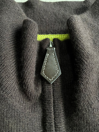 Hermes Brown Wool Quarter Zip Crewneck