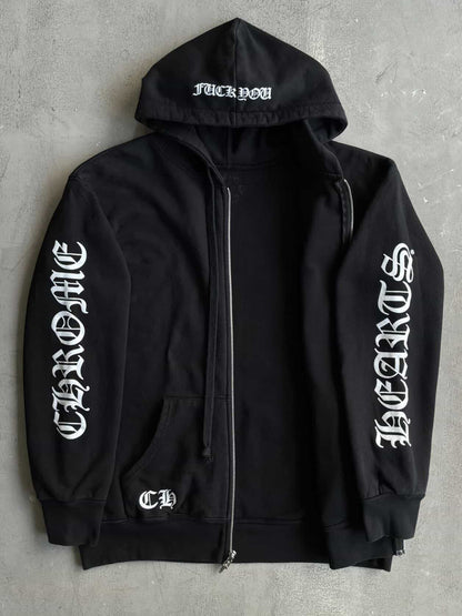Chrome Hearts Horseshoe Script Thermal Zip Hoodie