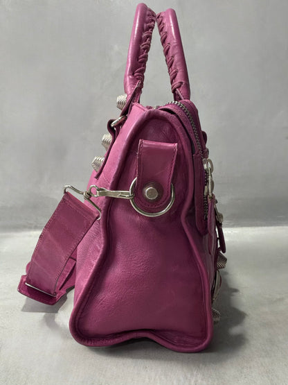 Balenciaga Classic City  Pink on Silver Giant 21 Lambskin Bag