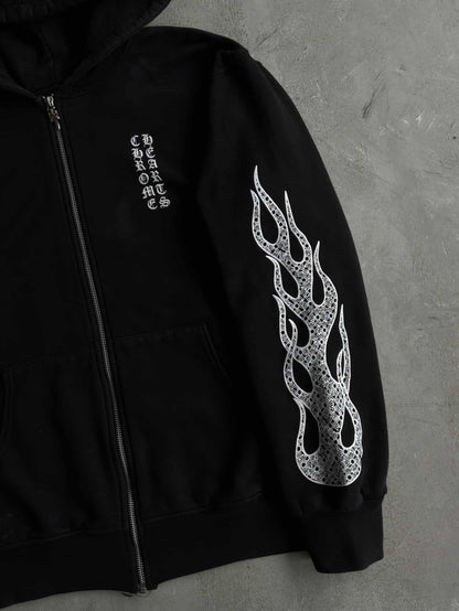 Chrome Hearts Flame Monogram Thermal Zip Hoodie