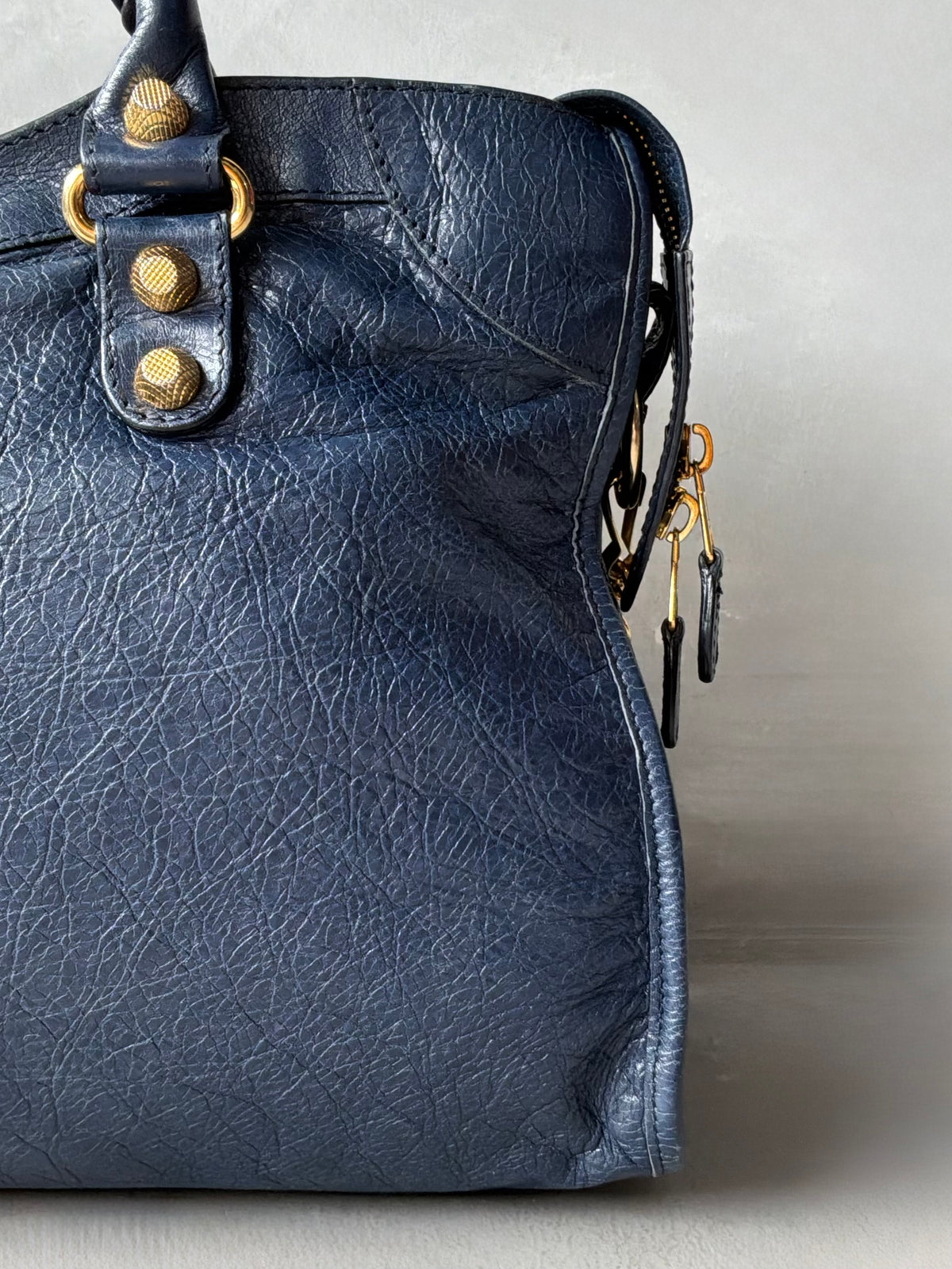 Balenciaga Classic City Navy on Gold Giant 12 Lambskin Bag
