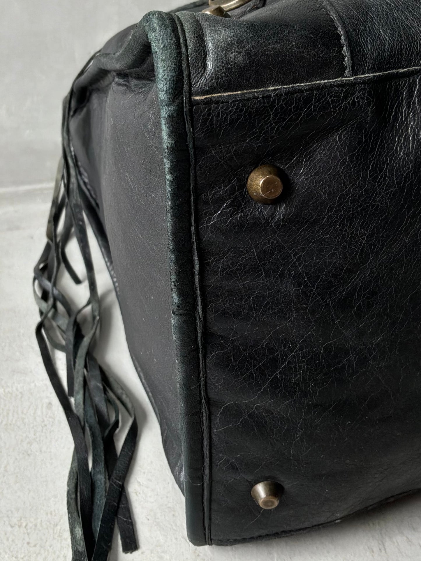 Balenciaga Work Black on Brass Lambskin Bag