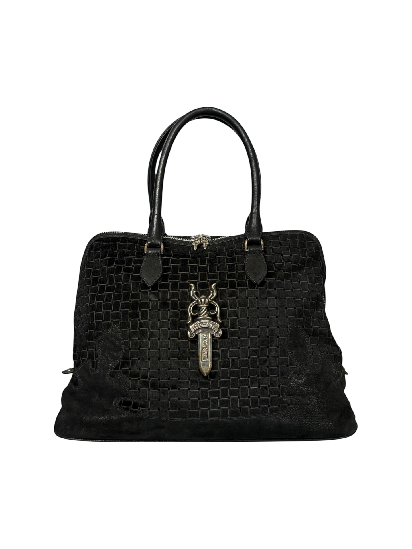Chrome Hearts 90s Ponyhair Dagger Embelished Woven Handbag