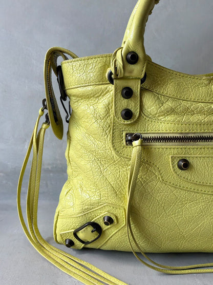 Balenciaga City ‘Town’  Lime Lambskin Bag