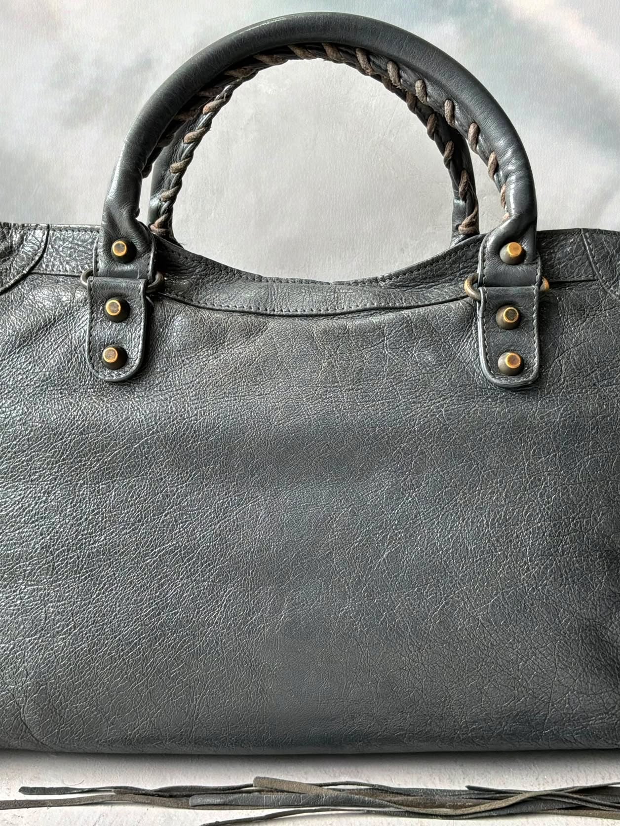 Balenciaga City Gray Lambskin Bag
