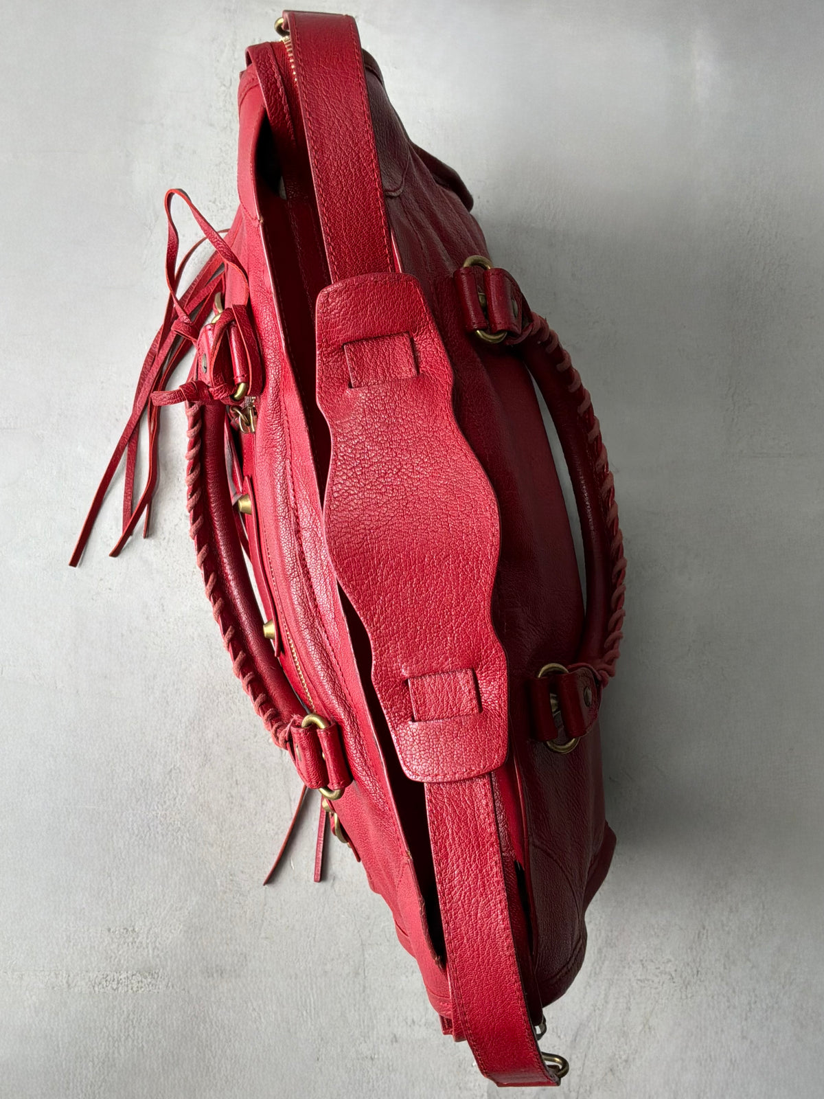 Balenciaga Classic City Red on Gold Lambskin Bag