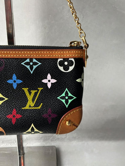 Louis Vuitton X Murakami Black Multicolor Mini Pochette
