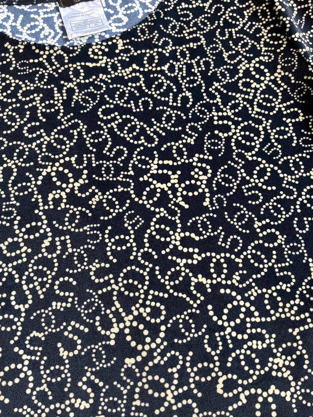 Chanel No. 5 All Over Print Velvet Top