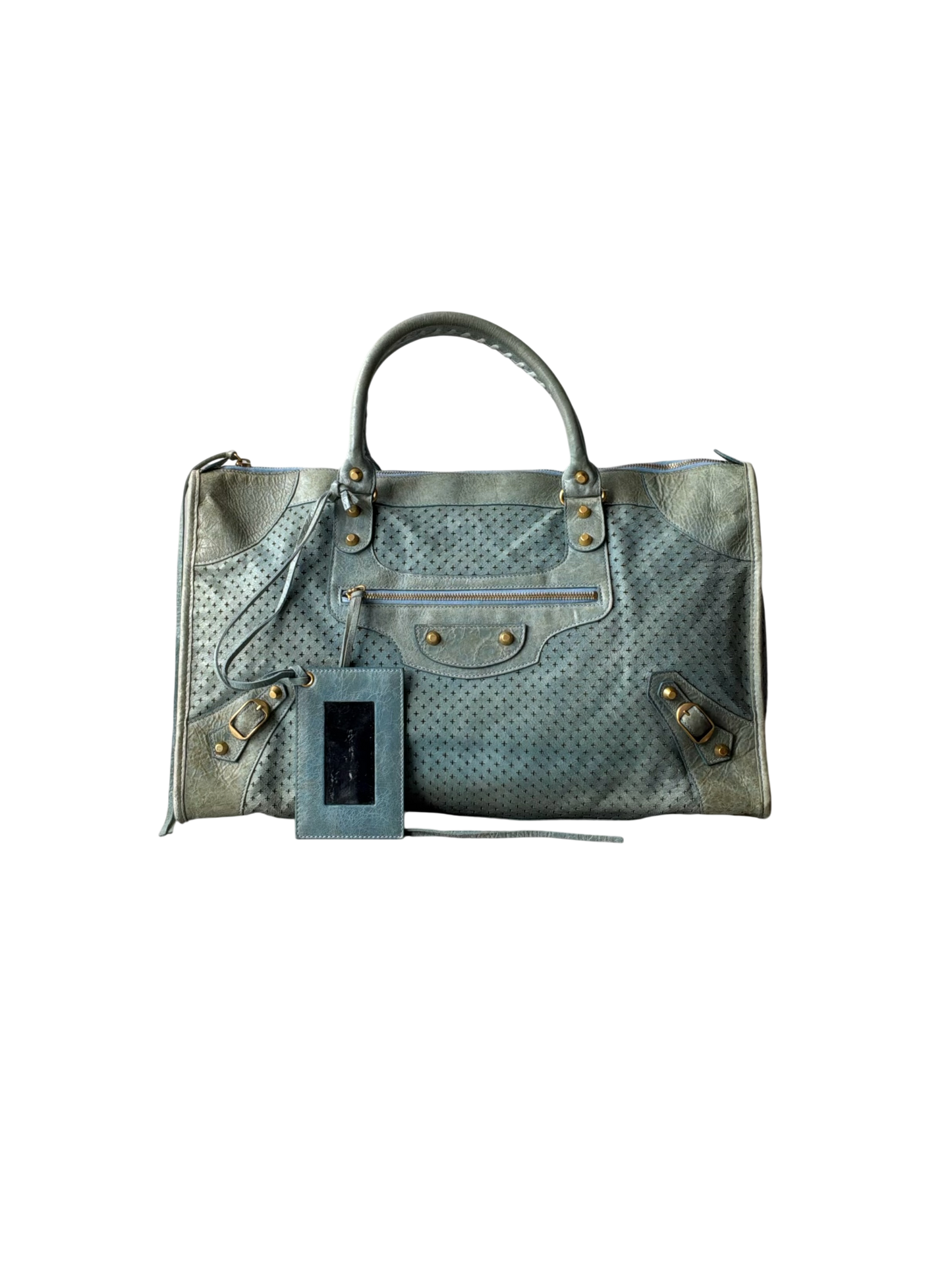 Balenciaga City Work Perforated Blue Bag