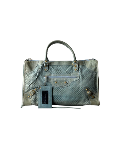 Balenciaga City Work Perforated Blue Bag