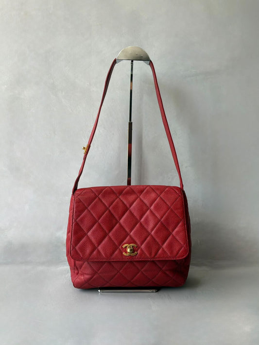 90’s Chanel Kelly Flap Caviar Shoulder Bag