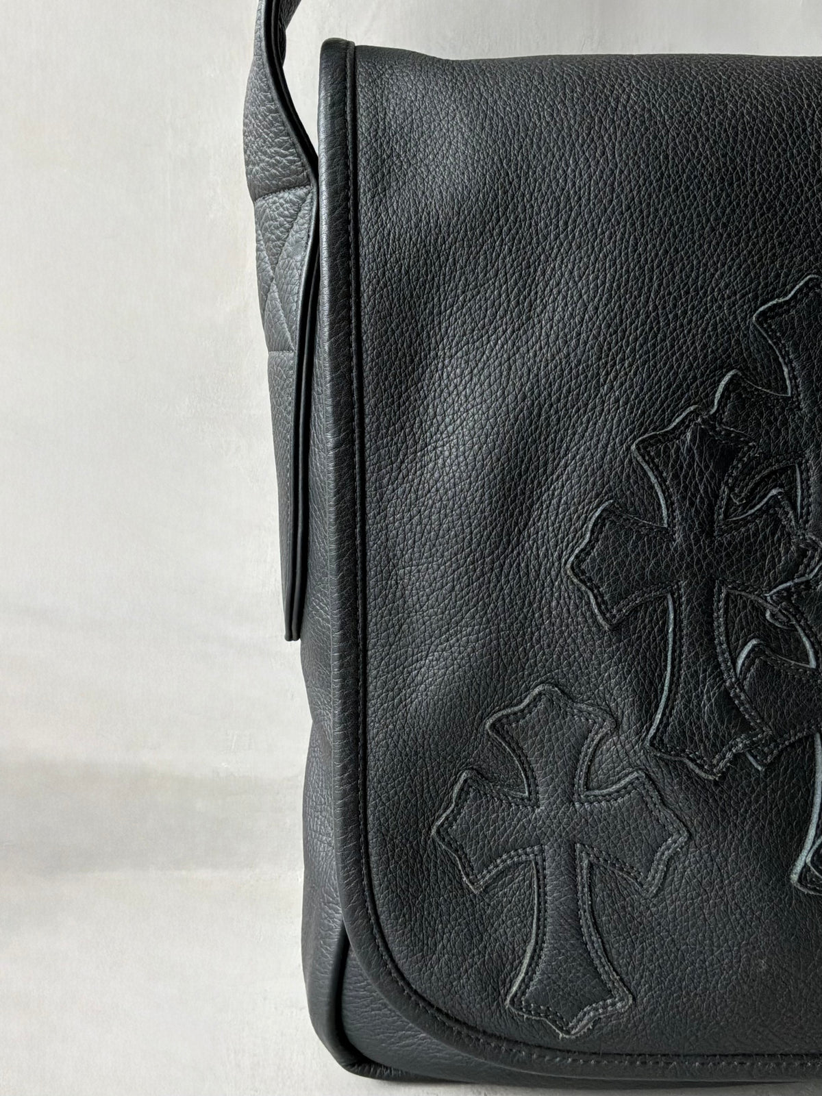 Chrome Hearts Cemetery Cross Patch Mail Leather Bag