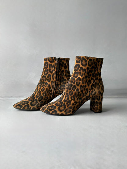 Saint Laurent Paris Suede Lou Leopard Ankle Boot