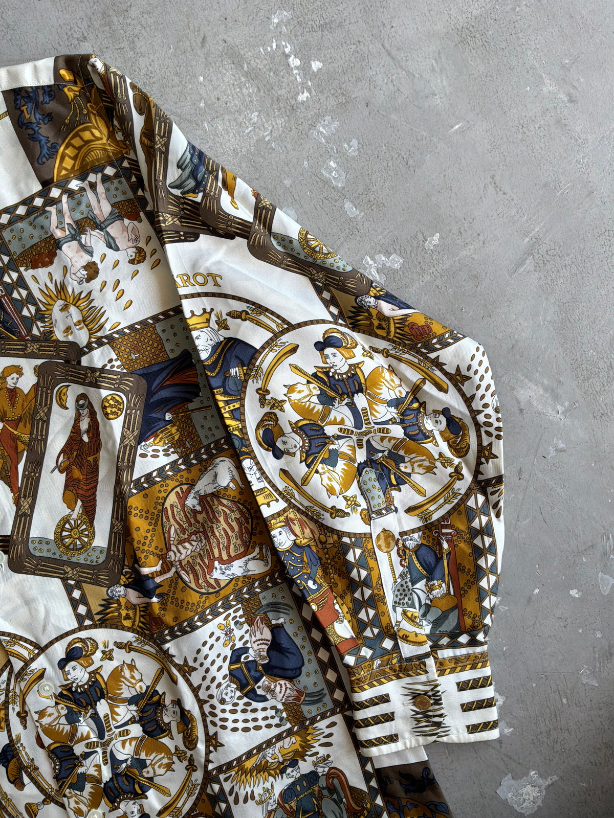 90s Hermes Tarof Motif Silk Shirt