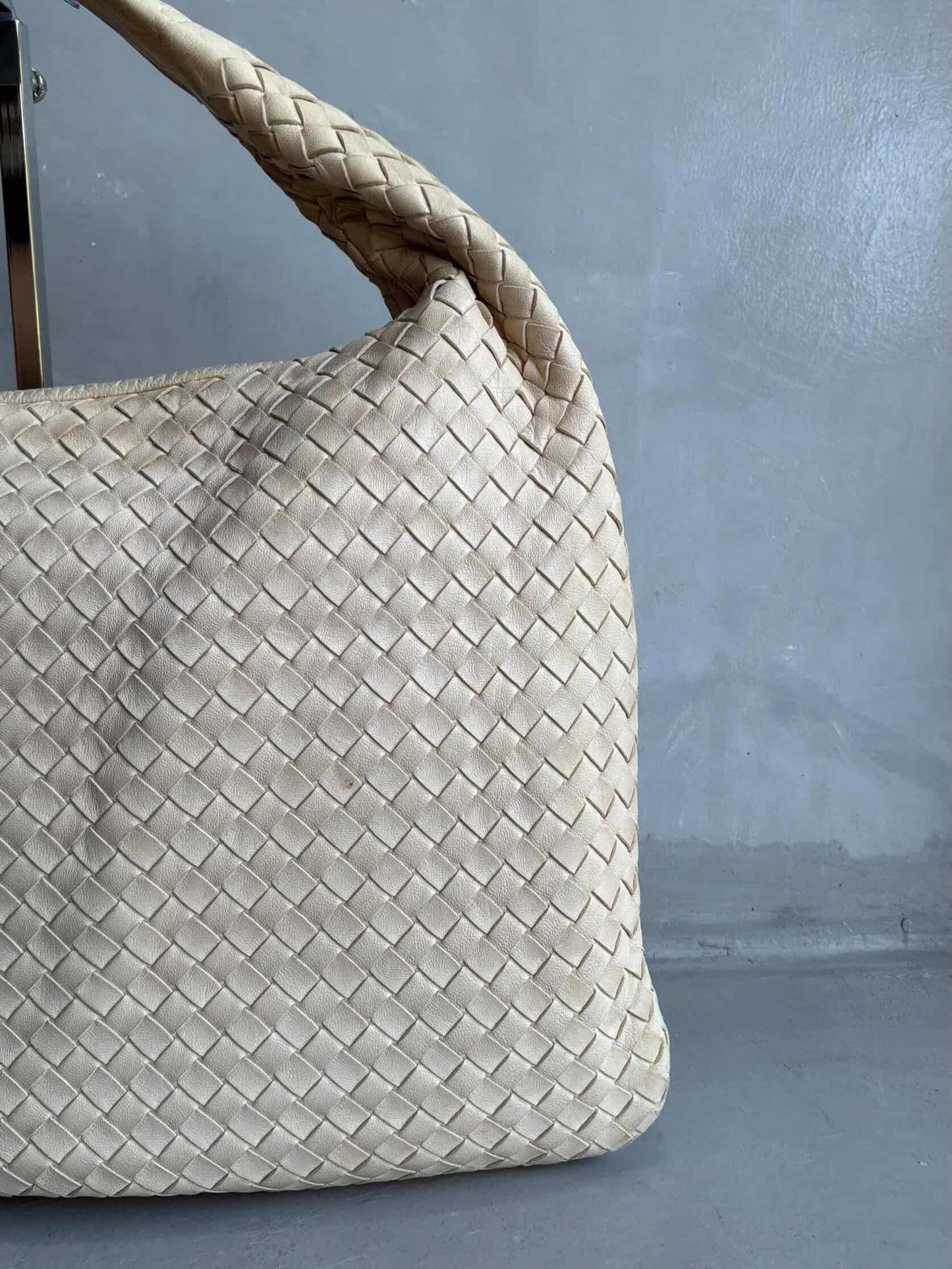 Bottega Veneta Intrecciato Cream Hobo Bag