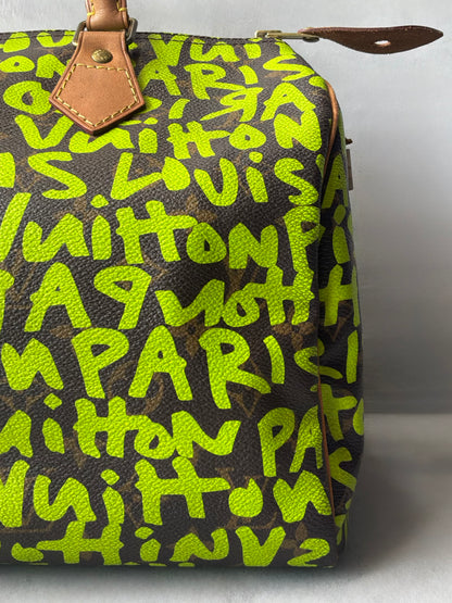 Louis Vuitton x Stephen Sprouse Green Graffiti Speedy 30 Bag