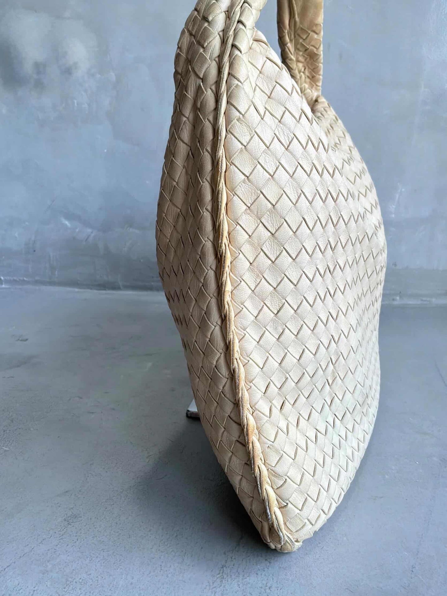 Bottega Veneta Intrecciato Cream Hobo Bag