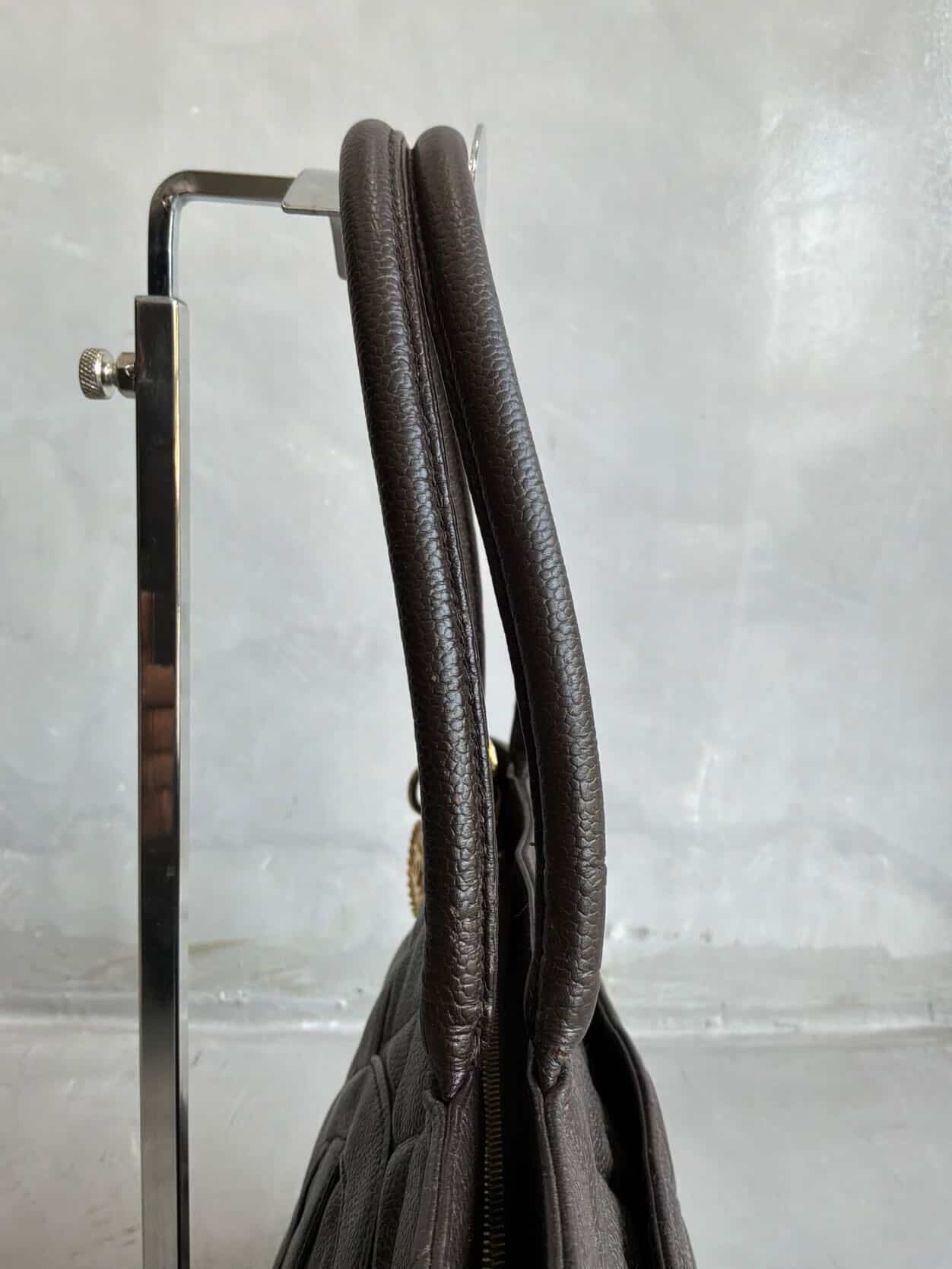 2002 Chanel Chocolate Brown Caviar Medallion Bag