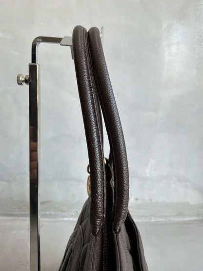 2002 Chanel Chocolate Brown Caviar Medallion Bag
