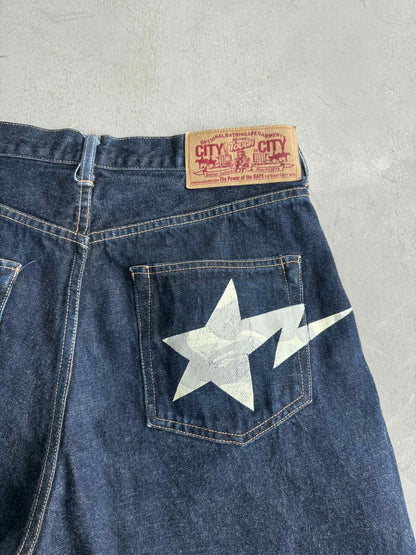 Bape Sta Camou Denim Shorts