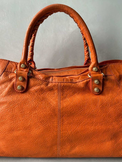 Balenciaga City Part Time Giant 12 Orange Lambskin Bag