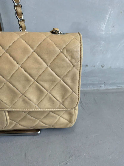 Chanel Classic Medium Single Flap Beige Crossbody Bag